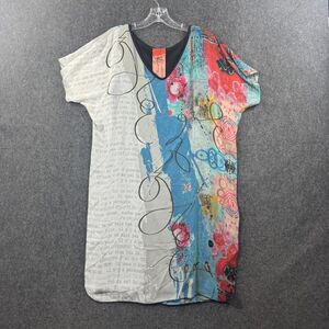 Volt Design Dress Women's 3 Large Abstract Short Sleeve Mini Printed V Neck